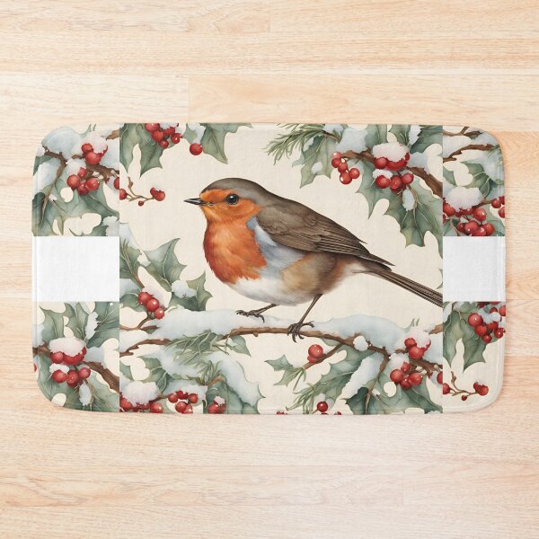 Item preview, Winter Robin Amid Holly and Snow designed and sold by muitee.