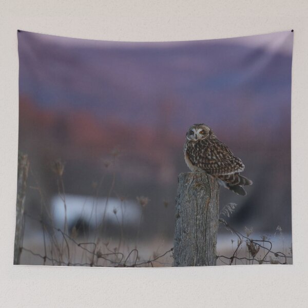 Item preview, Lavender mountains with short eared owl designed and sold by locustgirl.