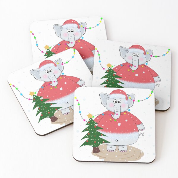 Item preview, cute elephant prepping for Christmas designed and sold by saeede-afshari.