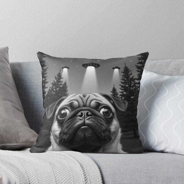 Item preview, pug selfie with UFOS designed and sold by Digital Art and Funny Pets.