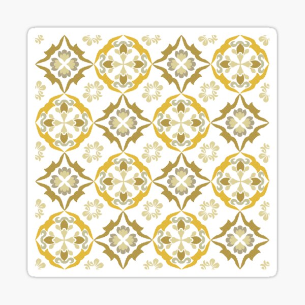Item preview, Ikat vintage gold and brown tiles. designed and sold by RIYA SIRI.