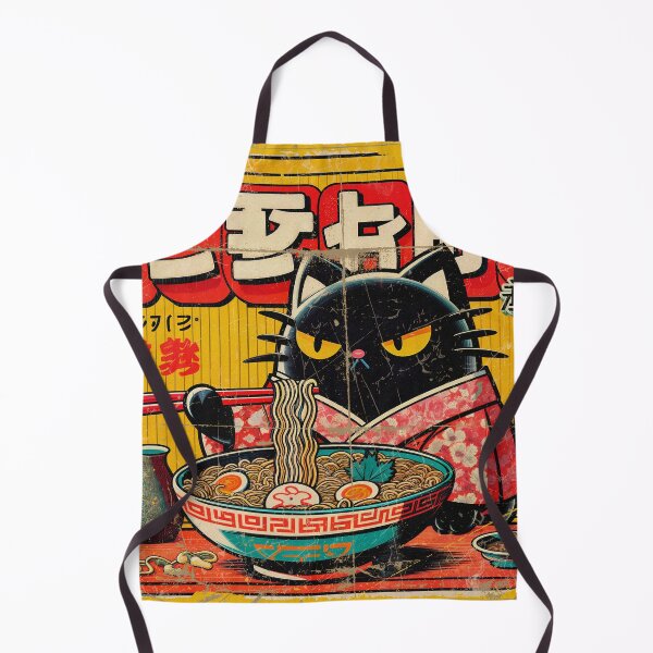 Item preview, Gato japonés retro comiendo ramen | Arte de fideos vintage designed and sold by IAPICTURE.