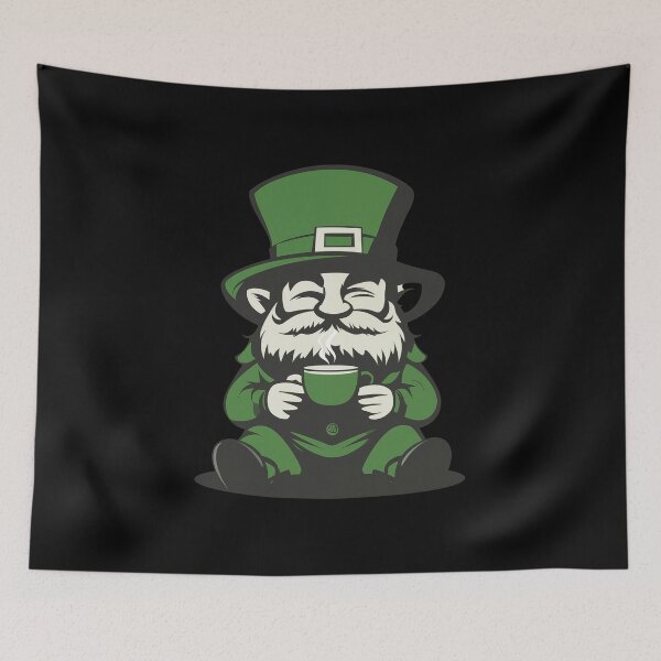 Item preview, Cute Leprechaun Sipping Rainbow Coffee Lucky Bean designed and sold by FWLKIT.
