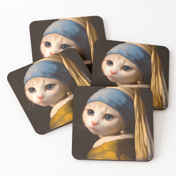 Item preview, Cat with Pearl Earrings designed and sold by mustbewhy.