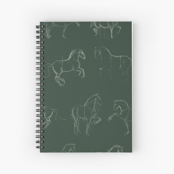 Classical Dressage Horses in Emerald Spiral Notebook