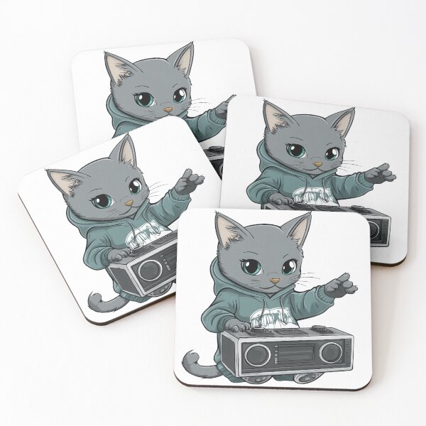 Item preview, A cartoon cat in a hoodie holds a boombox, exuding a playful and cool vibe. designed and sold by DedeeArtthai.