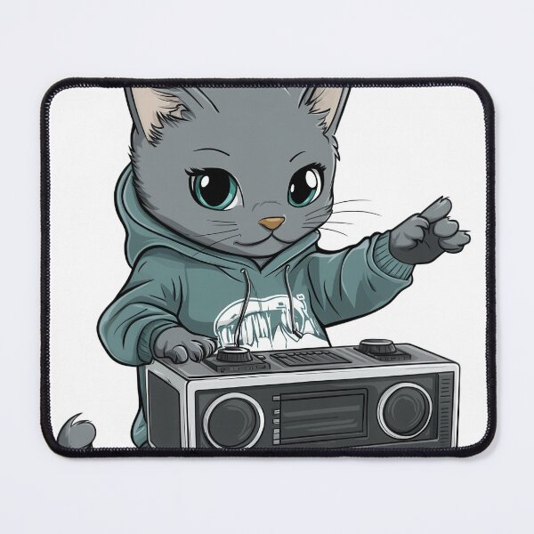 Item preview, A cartoon cat in a hoodie holds a boombox, exuding a playful and cool vibe. designed and sold by DedeeArtthai.