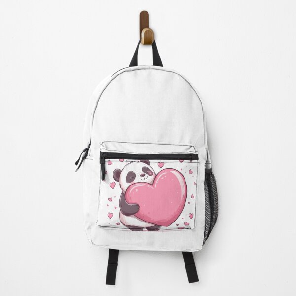 Aperçu de l'œuvre Art kawaii de la Saint-Valentin d'un panda mignon portant un gros cœur rouge rosé créée et vendue par TheRedPixels.
