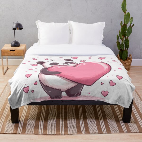 Item preview, Arte kawaii de San Valentín de un lindo panda que lleva un gran corazón rojo rosado designed and sold by TheRedPixels.