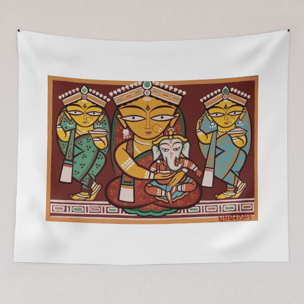 Item preview, Jamini Roy Saraswati and Durga with Ganesha designed and sold by Kathimee.