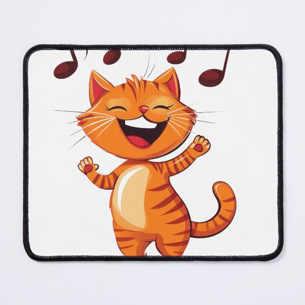 Item preview, A cheerful orange cat sings joyfully with notes floating above. designed and sold by DedeeArtthai.