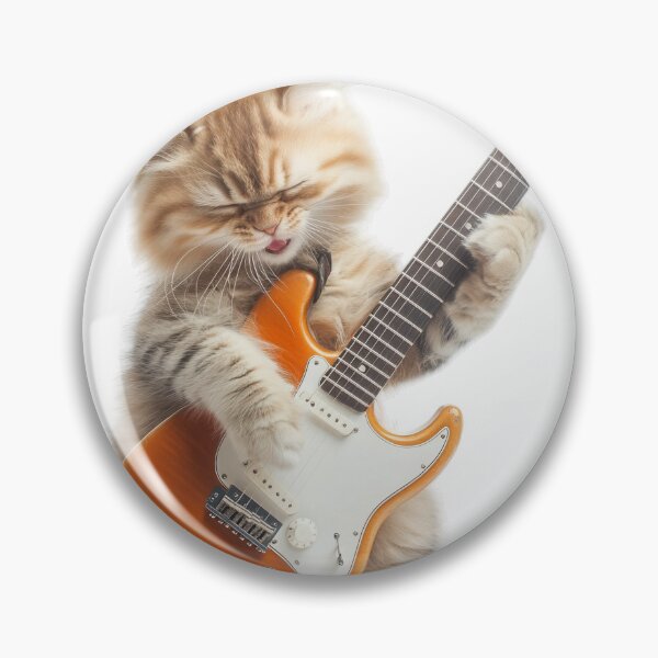 Item preview, A playful cat passionately plays an electric guitar. designed and sold by DedeeArtthai.