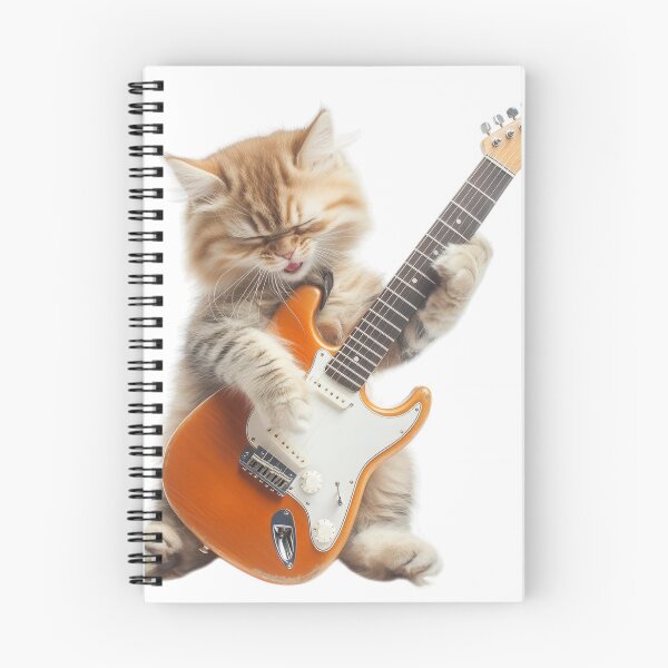 Item preview, A playful cat passionately plays an electric guitar. designed and sold by DedeeArtthai.