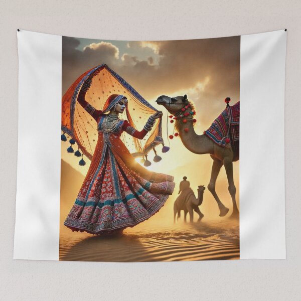 Item preview, Rajasthani woman dancing in Desert designed and sold by kharatsuchita.