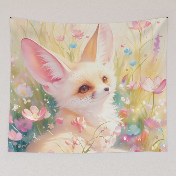 Item preview, Fennec Fox Resting in a Blooming Meadow designed and sold by AshiraCreations.