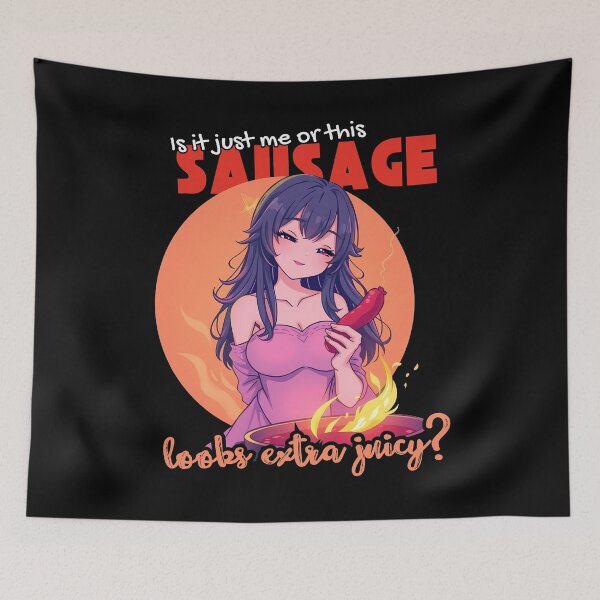 Item preview, Cheeky Anime Girl BBQ Art - Is it just me or this sausage looks extra juicy? designed and sold by Designs-Labs.