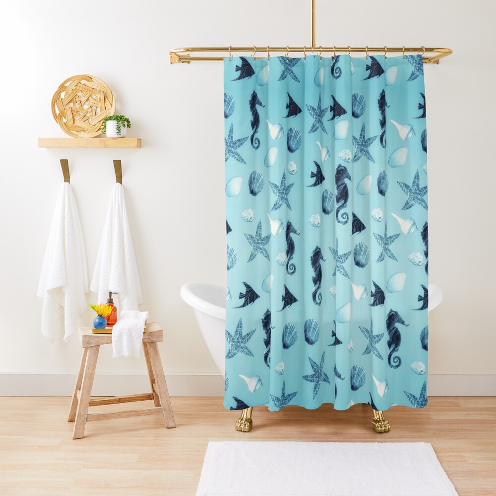 "Deep Blue Sea Life" Shower Curtain for Sale by Roanemermaid Redbubble