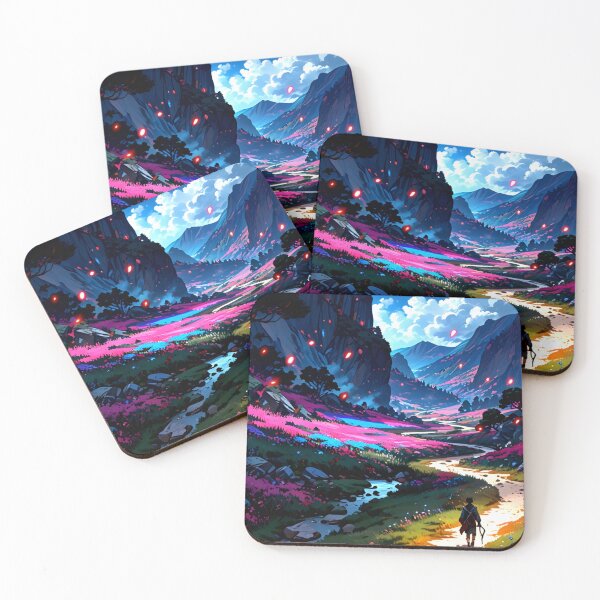 Item preview, Anime Mountain Valley | 4K Anime Wallpaper designed and sold by typoinspired.