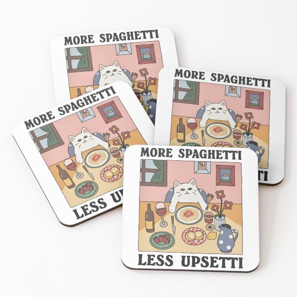 Item preview, Cute Cat Art More Spaghetti Less Upsetti designed and sold by janettavolkme.