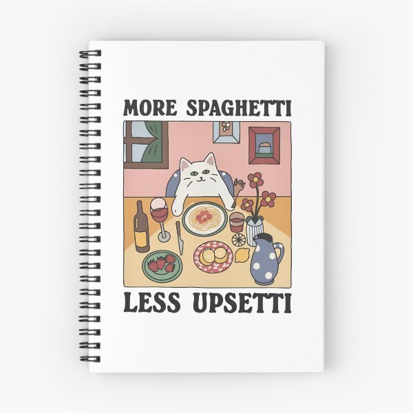 Item preview, Cute Cat Art More Spaghetti Less Upsetti designed and sold by janettavolkme.