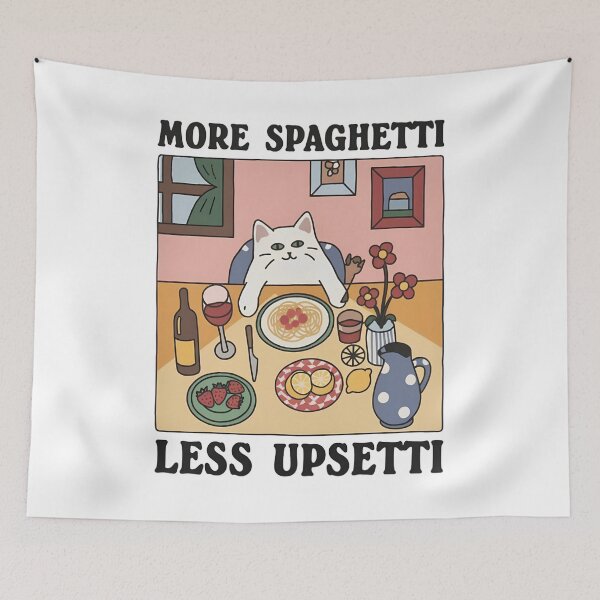 Item preview, Cute Cat Art More Spaghetti Less Upsetti designed and sold by janettavolkme.