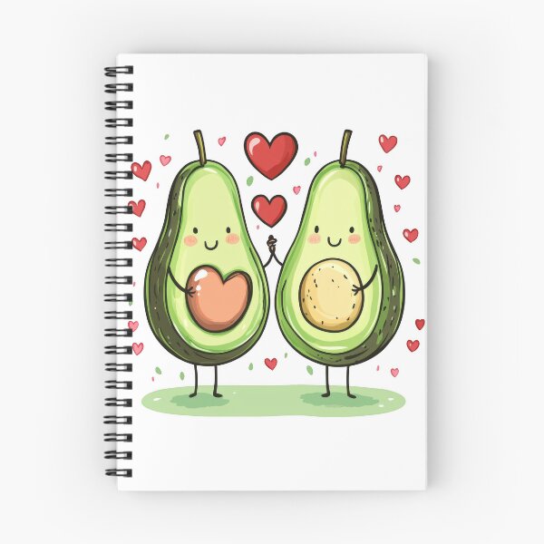 Item preview, Valentine kawaii art of Cute Two Avocados holding hands as couple Pinkish red Hearts designed and sold by TheRedPixels.