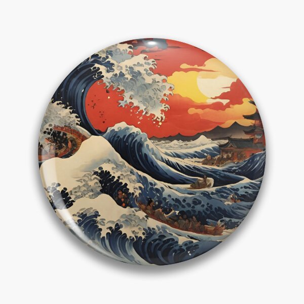 Item preview, Under the Wave Off Kanagawa Inspired Illustration | The Great Wave Tribute Art | Modern Twist on Thirty-Six Views of Mount Fuji | Iconic Japanese Art Reimagined designed and sold by PaintedPixels01.