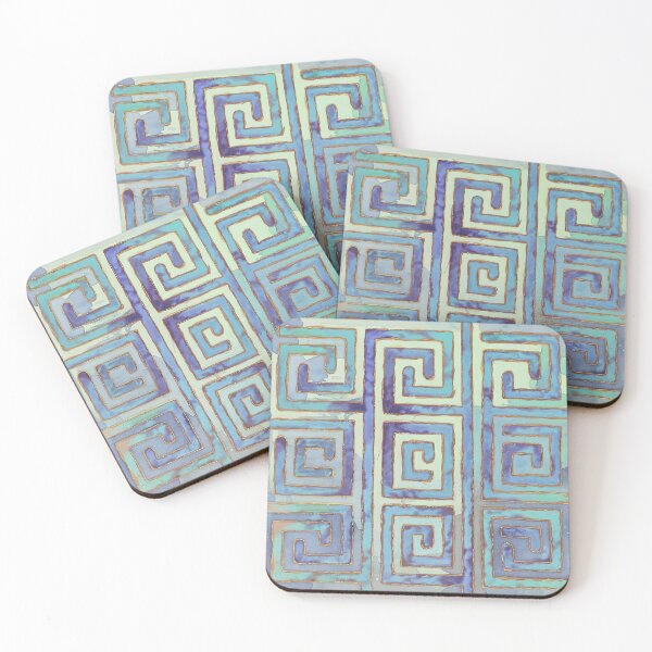 Item preview,  Watercolor Blue Greek Key Pattern designed and sold by Tamas Das.