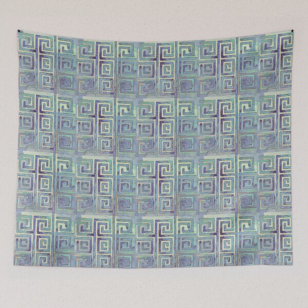 Item preview, Patrón de clave griega azul de acuarela designed and sold by Tamas Das.