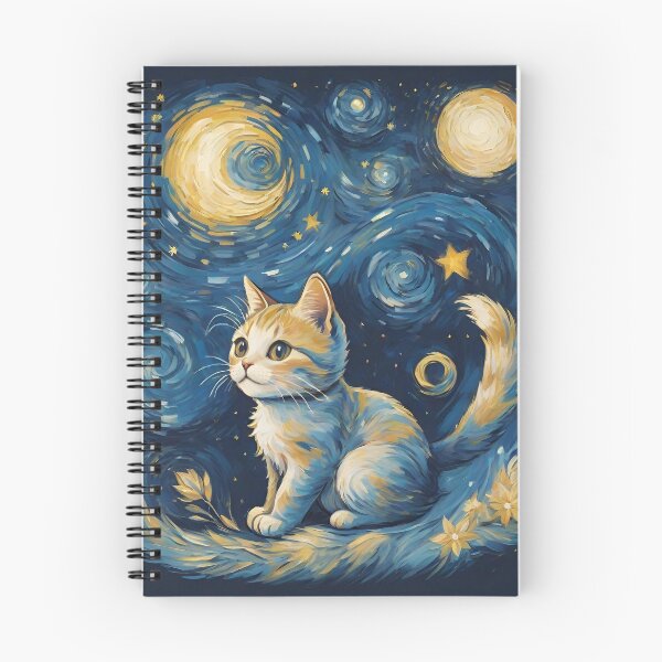 Item preview,  Elaborated Title: Van Gogh's Starry Night Inspired Cat Painting | Whimsical Feline Art with Starry Sky | Artistic Tribute to Van Gogh | Vibrant Cat and Night Sky Illustration designed and sold by PaintedPixels01.