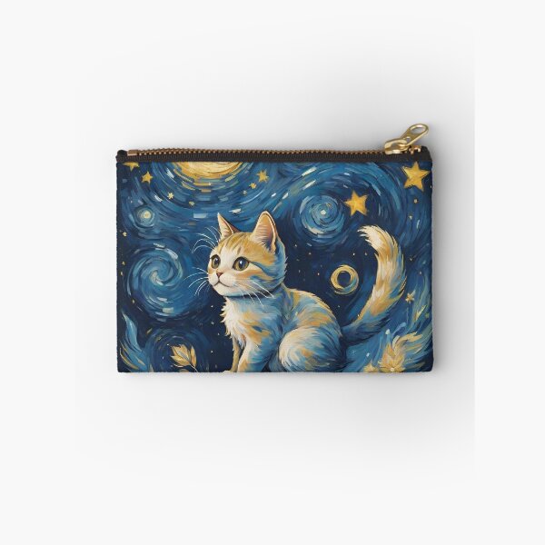 Item preview,  Elaborated Title: Van Gogh's Starry Night Inspired Cat Painting | Whimsical Feline Art with Starry Sky | Artistic Tribute to Van Gogh | Vibrant Cat and Night Sky Illustration designed and sold by PaintedPixels01.