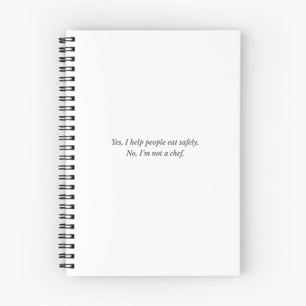 Item preview, "Yes, I help people eat safely. No, I'm not a chef." funny quote designed and sold by Grind & Giggle Co..