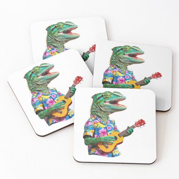 Item preview, Chameleon playing Ukulele designed and sold by UkeverseGifts.