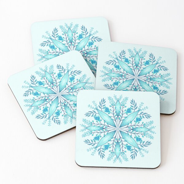 Item preview, Floral Mandala Snowflake in Turquoise Blue designed and sold by Boriana Giormova.