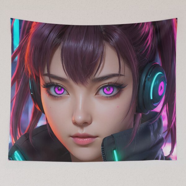 Item preview, Cyberpunk Anime Girl Portrait designed and sold by papi1998.