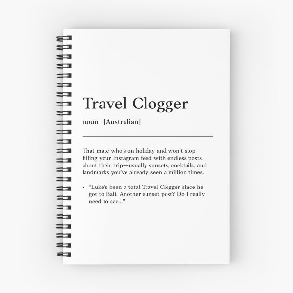 Item preview, Travel Clogger |  Black on white | Funny Australian slang, phrase and humor definition designed and sold by Magic Mango.