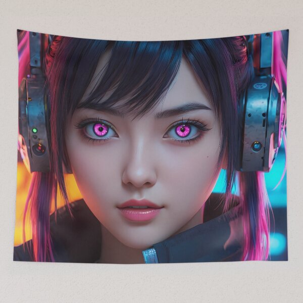 Item preview, Cyberpunk Anime Girl Portrait designed and sold by papi1998.