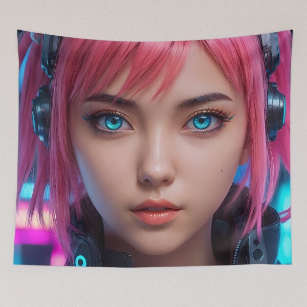 Item preview, Cyberpunk Anime Girl Portrait designed and sold by papi1998.