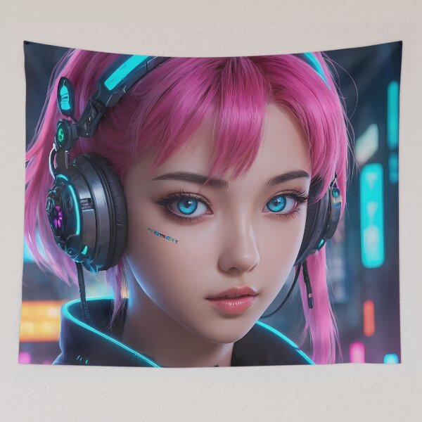 Item preview, Cyberpunk Anime Girl Portrait designed and sold by papi1998.