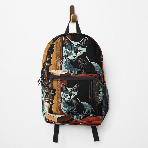 Item preview, Vintage Cat Art: Blue Cat in a Gothic Setting | Animal Art | Gothic Art | Cat Art | Vintage Cat Illustration designed and sold by UnhingedBird.