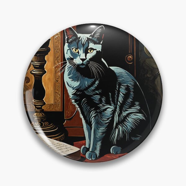Item preview, Vintage Cat Art: Blue Cat in a Gothic Setting | Animal Art | Gothic Art | Cat Art | Vintage Cat Illustration designed and sold by UnhingedBird.
