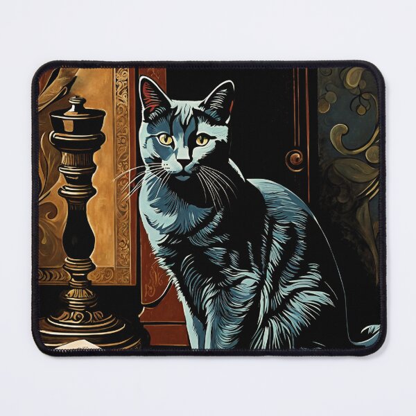 Item preview, Vintage Cat Art: Blue Cat in a Gothic Setting | Animal Art | Gothic Art | Cat Art | Vintage Cat Illustration designed and sold by UnhingedBird.