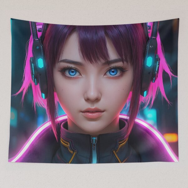 Item preview, Cyberpunk Anime Girl Portrait designed and sold by papi1998.