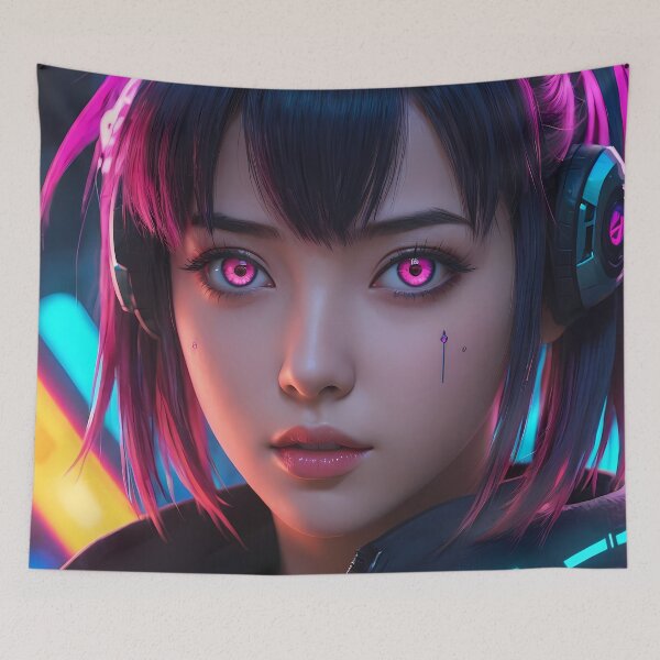 Item preview, Cyberpunk Anime Girl Portrait designed and sold by papi1998.