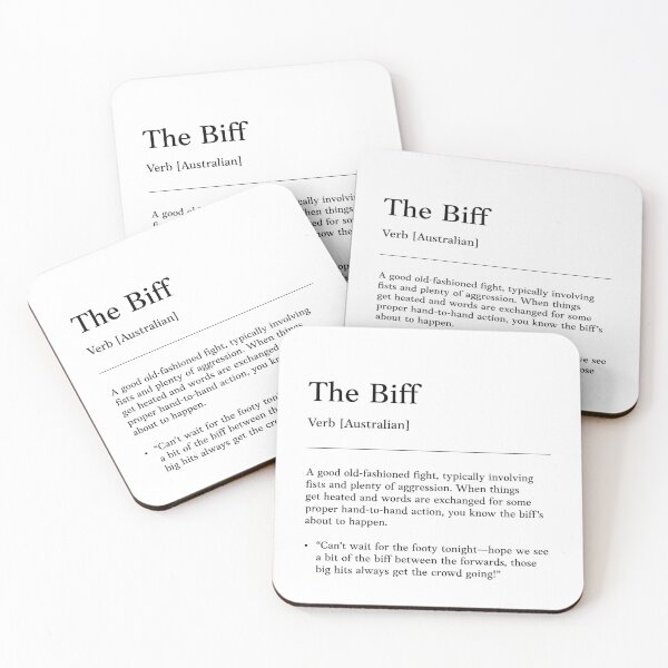 Item preview, The Biff |  Black on white | Funny Australian slang, phrase and humor definition designed and sold by Magic Mango.