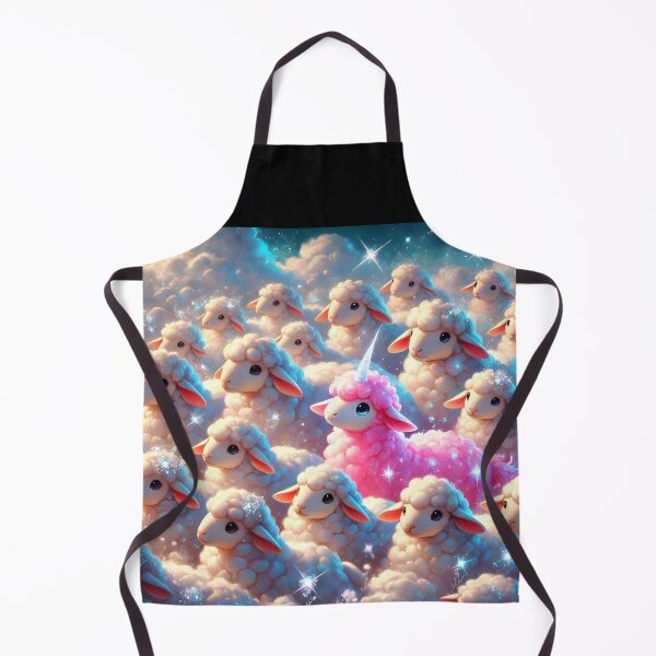 Item preview, Sparkling pink sheepycorn sheep unicorn among ordinary cute white sheeps fantasy digitalart designed and sold by EmeraldeaArt.