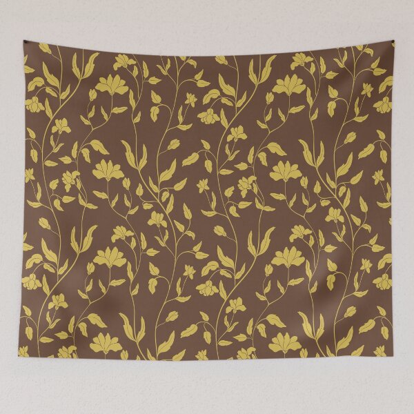 Item preview, Trailing flowers Yellow on brown designed and sold by trefail.