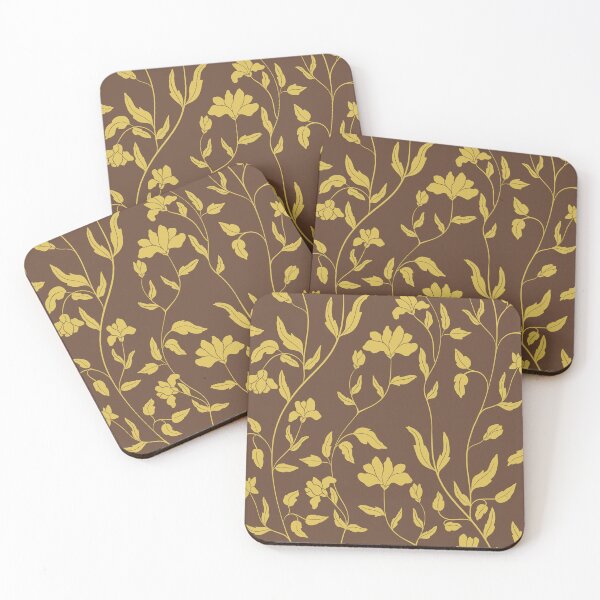 Item preview, Trailing flowers Yellow on brown designed and sold by trefail.