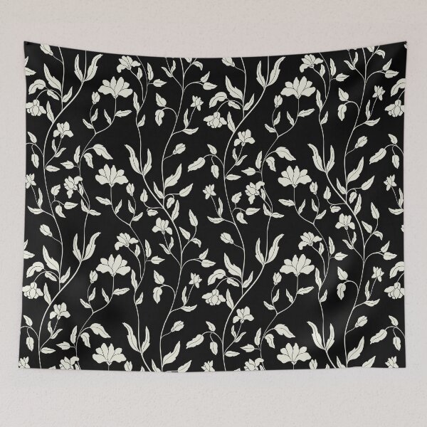 Item preview, Trailing flowers White on black designed and sold by trefail.