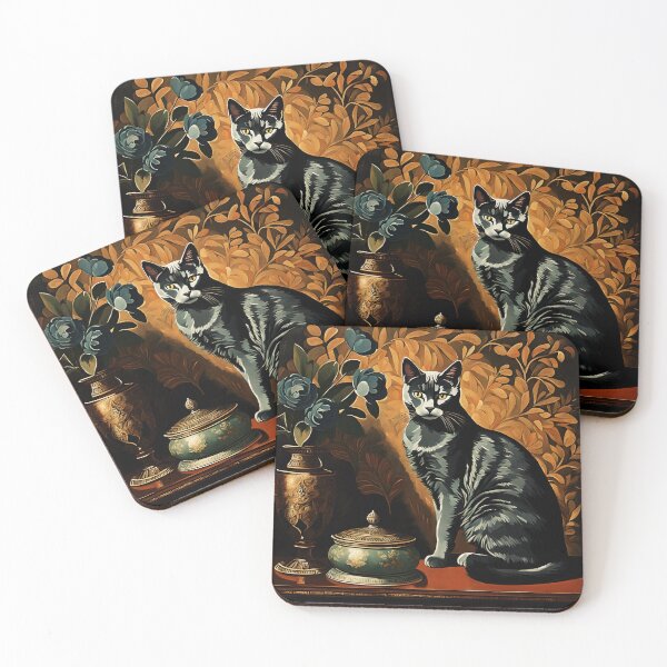 Item preview, Vintage Cat Art: Blue Cat in a Gothic Setting | Animal Art | Gothic Art | Cat Art | Vintage Cat Illustration designed and sold by UnhingedBird.